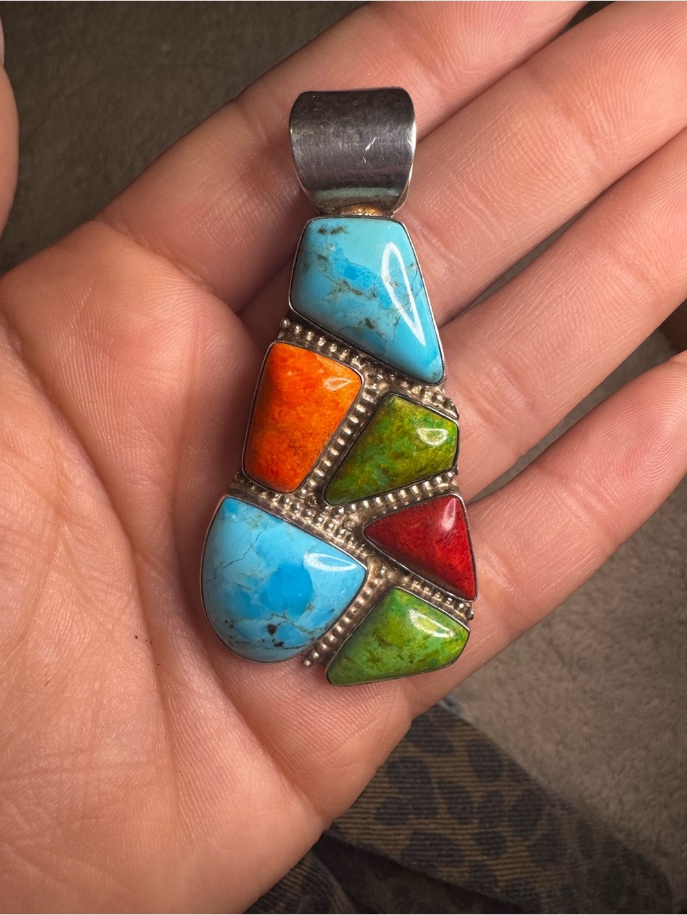 Large Multi-Stone Turquoise Pendant
